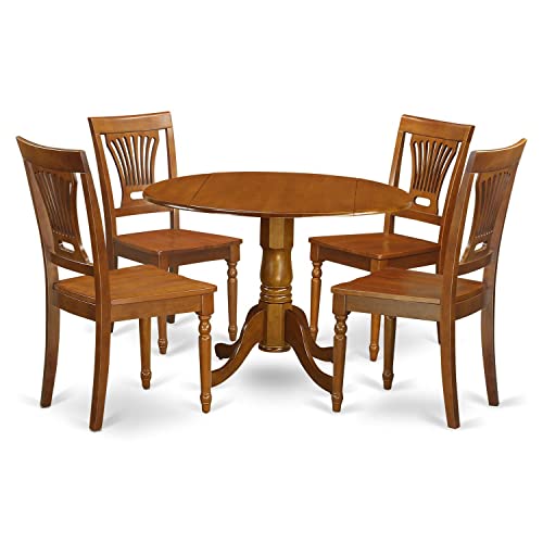 East-West-Furniture-DLPL5-SBR-W-Dublin-5-Piece-Room-Set-Includes-a-Round-Kitchen-Table-with-Dropleaf-and-4-Dining-Chairs-42x42-Inch East West Furniture DLPL5 SBR W Dublin 5 Piece Room Set Includes a Round Kitchen Table with Dropleaf and 4 Dining Chairs 42×42 Inch