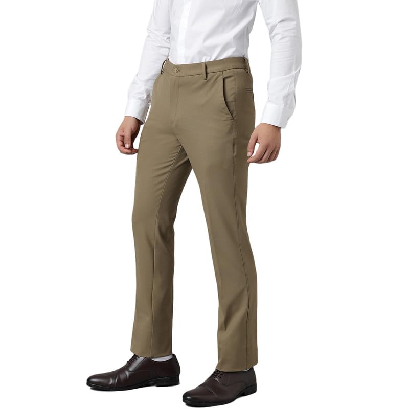 Image of SUBTRACT Men 4 Way Stretch Wrinkle Free Slim Fit Formal Trouser in with 2 Inch Flexible Waistband | Men's Trousers for Office Or Party