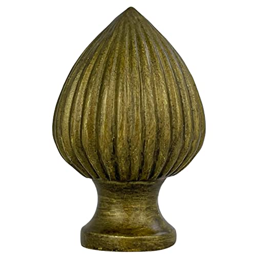 Image of Royal Designs, Inc. Ribbed Pear Finial for Lamp Shade, Antique Brass - Pack of 1