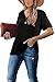 T Shirts for Women V Neck Summer Short Sleeve Tops Black XXL