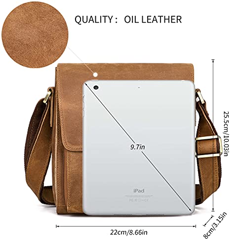 Image of Augus Mens Leather Crossbody Messenger Bag for Work Travel Daily Casual