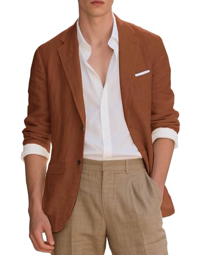 Linen Mens Blazer Slim Fit Casual Suits Jackets for Men Tuxedo Summer Wedding Beach Outfit Sports Coat Jacket