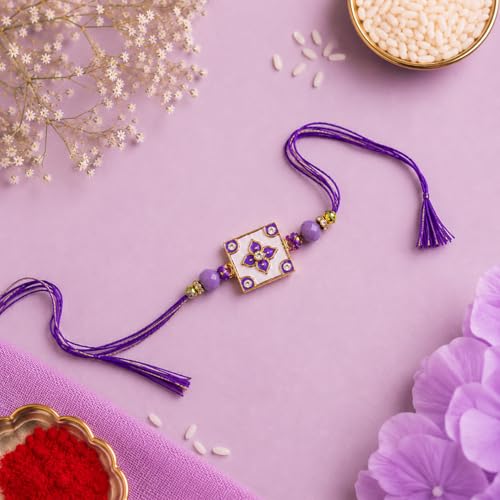 Image of JAIPUR ACE Elegant Blue inchBRO inch Designer Rakhi Gift Set with Greeting Card and Roli Chawal Pouch, Premium Brother Rakhi, Festive Raksha Bandhan Gift for Brother, Traditional (nr1)