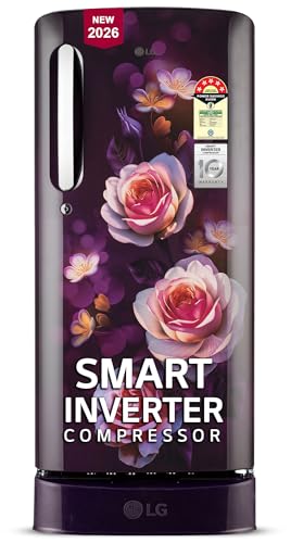 LG 185 L, 5 Star, Smart Inverter, Direct Cool Single Door Refrigerator (GLD1956ZAPB, Purple Bloom, Fit Max Chiller Tray, Base stand with Drawer & Runs on Home Inverter)