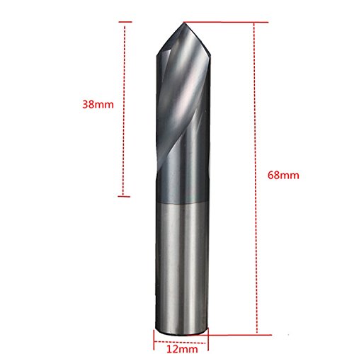 ChaRLes 2 Flautas 12Mm Carburo Chaflán Mill 90 Grado Final Fresado Bit