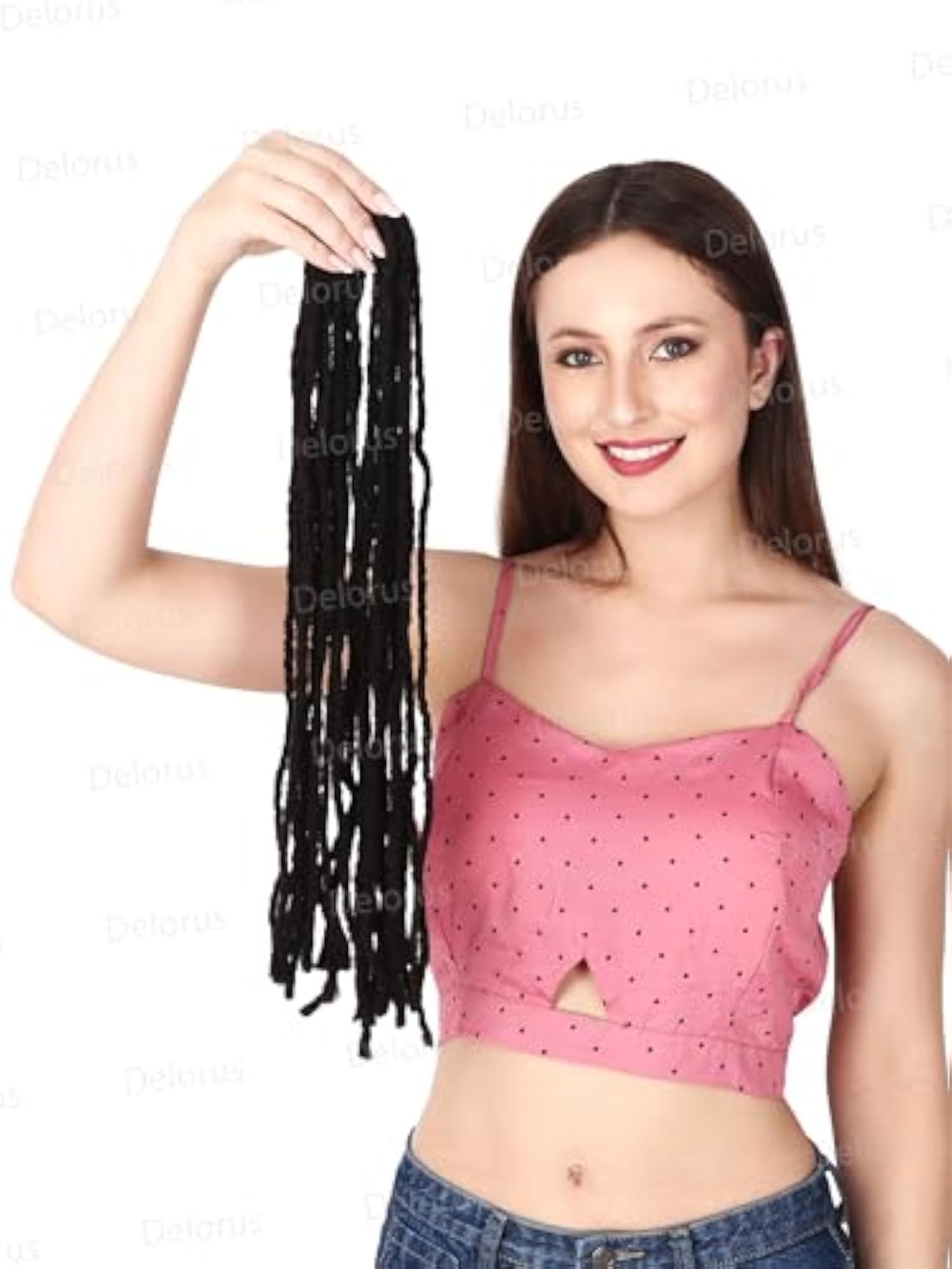 Double-Ended Synthetic Crochet Dreadlocks, 22-Inch, Black