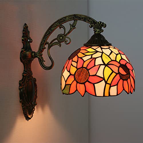 Apliques de pared de vidrieras con elegante diseño de girasol estilo Tiffany 4