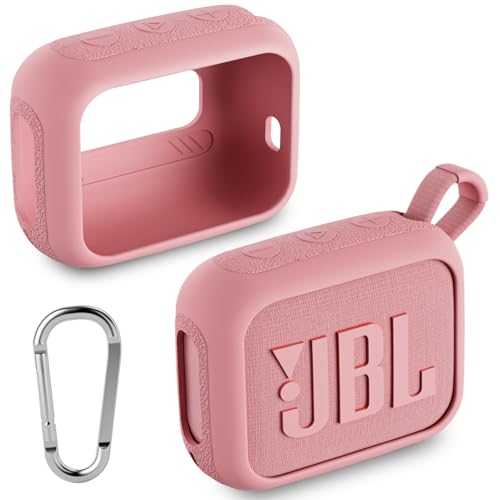 Facmogu Silicone Cover Case Compatible with JBL Go 4, Waterproof Protective Bluetooth Speaker Case, Portable Travel Silicone Replacement, Protective Skin Cover with Carabiner (Pink) -  A50210-MG-US