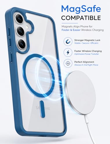 Image of ArmourPro MagSafe Compatible Case for Samsung Galaxy A17, Magnetic Wireless Charging Back Cover with Clear Back, Flexible TPU Bumper, Camera Protection | Blue