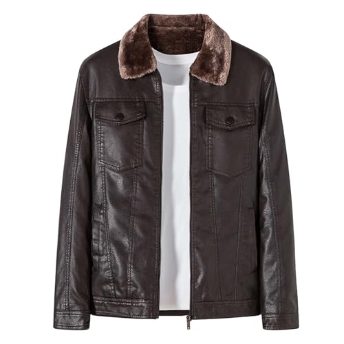 Chaqueta de cuero para hombre impermeable estilo moto clásica y elegante para invierno