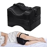 Nockovi Knee Pillow for Side Sleepers with Black Satin Pillowcase- Adjustable Thickness...
