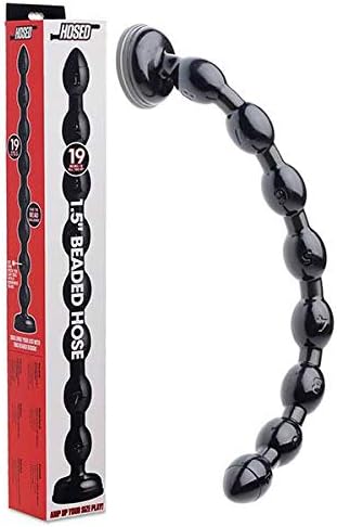 Hosed 19 Inch Beaded Anal Snake, Black, U