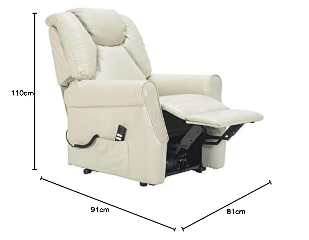 Sime Betty Fauteuil Relax Releveur Électrique - 2 Moteurs, Cuir, Dispositif Médical, Système de Roue, Siège à Micro-Ressorts, Pour Personnes Âgées - Beige