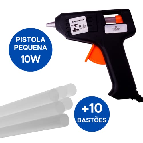 Pistola De Cola Quente Bivolt 10w Com 10 Bastões De Cola