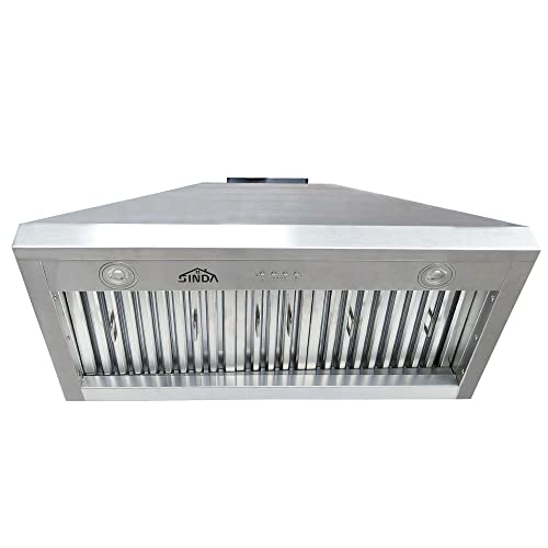SINDA 30 Inch Built-In/Insert Range Hood, 4-Speed 610 CFM, Stainless Steel Under Cabinet Range Hood Kitchen Vent Hood with Liner and Internal Motor, 6" Duct, Adjustable Lights, Baffle Filter