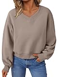 AUTOMET Womens Cropped Sweatshirts Pullover Fleece Crop Sweaters Fall Fashion Outfits Clothes 2025 Coffee Grey XL
