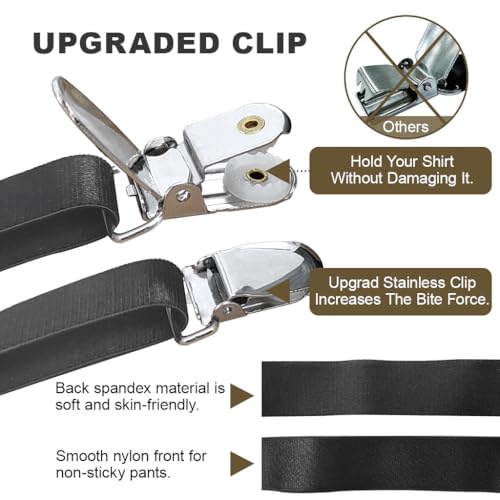Image of GUSTAVE Men's Shirt Stays Adjustable Elastic Shirt Tucker Belt with Locking Non-Slip Clips