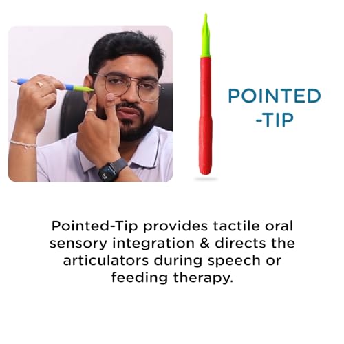 Image of SPEECHGEARS Tactile Kit, Sensory Integration Tools, Speech Tools, Feeding Tools, V-Pen, Uni-Tip, Pointed-Tip, Talk-Tip (Red)
