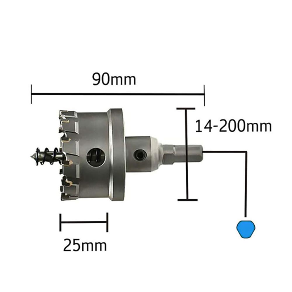 Brocas TCT de 12-100 mm para herramienta de corte de metal de carburo de acero Sierra de orificio central Punta de carburo Perforación de placas de acero gruesas, 75 mm