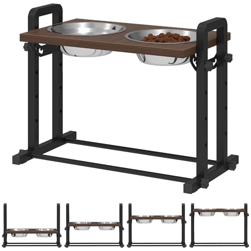 PawHut Raised Dog Bowls with Stand, 4 Heights Adjustable Ele