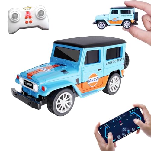 Image of Bestie toys Remote Control Small Car, 1:64 Scale Off-Road RC Car, USB Rechargeable 2.4GHZ Three Speed Indoor Alloy Vehicle for Kids (Toyata Jeep (App Control))