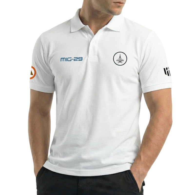 Image of Deployed MIG-29 Indian Army Signature Luxesoft Cotton T-Shirt | Half Sleeve | Regular Fit | Zero Shrinkage | Polo Neck