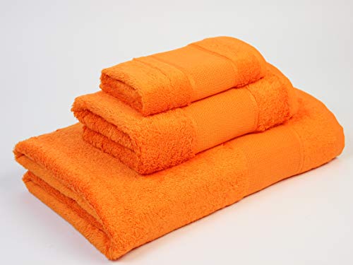 Juego de Toallas Ducha,500 gr/m2,Punto Cruz Naranja