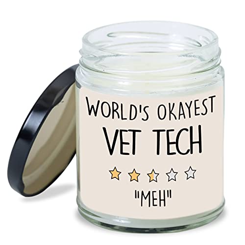 MEDROC Vet Tech Candle World's Okayest Vet Tech Thank You Gift for Vet Coworker Women, Birthday Christmas Gift for Vet Tech Best Friend, Vet Tech Week Home Decoration Gift