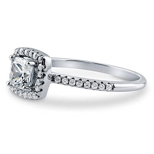 BERRICLE Sterling Silver Halo Wedding Engagement Promise Rings for Her, Cushion Cut Cubic Zirconia CZ Ring3