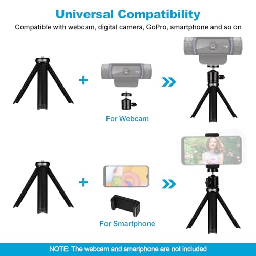 Image of Lightweight Mini Tripod for Camera /Phone /Webcam, NexiGo Extendable Tripod Stand Compatible with NexiGo Logitech Webcam C920 C922 Brio iPhone /Android /Camera, for Vlogging, Live Streaming, Zoom Meeting