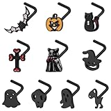BodyAce Piercing de nariz de acero inoxidable de 20 g, para Halloween, piercing de nariz en forma de L, joyería gótica de Halloween para mujeres y hombres, Acero inoxidable Circonia cúbica