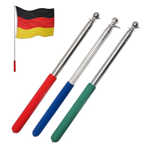 Telescopica Asta Della Bandiera, 3 Pezzi Asta Telescopica Per Bandiere, Portatile, 1.6m, Per Guida Turistica, Campeggio, Insegnanti (Rosso,Verde,Blu)
