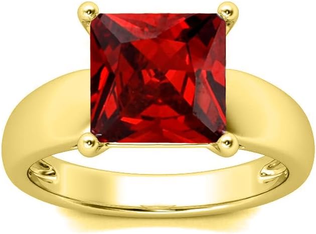 2CT Gemstone Ring for Women 10K 14K 18K Solid Gold 7mm Princess Cut Birthstone Promise Ring