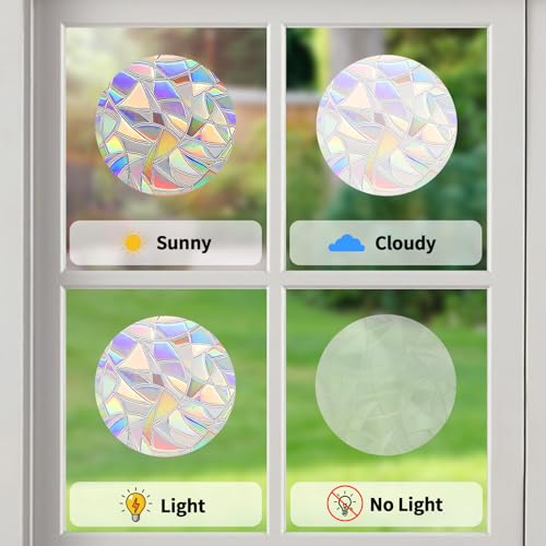 Image of Window Decals for Birds Strikes, DELLAN 35 Anti-Collision Bird Deflectors, Suncatcher Stickers Rainbow Window Clings for Glass Windows