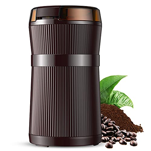 Kaffeemühle Elektrische, 200W Tragbare Waschbare Elektrische Kaffeebohnen und Gewürzmühle mit Edelstahlklingen und…