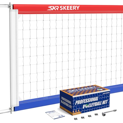Professional Volleyball Net,Official Size 32×3.3FT,Equipped with Double Steel Cables with 3.3FT Double Side Bars,Portable Volleyball Net for Backyard