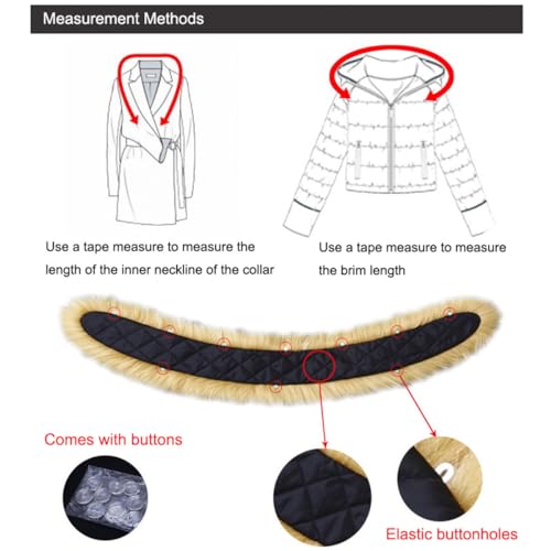 Faux Fur Trim for Hood Replacement Collar, Replacement Neck Warmer Scarf Shawl Wrap for Winter Coat Jacket, Unisex Detachable Faux Fur Trim for Hood Replacement, Buttons Included4