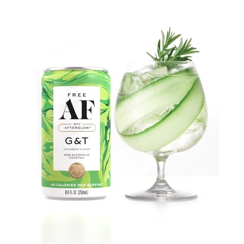 FREE AF Non-Alcoholic Drinks Cucumber G&T | Alcohol Alternative Sparkling Cocktails with AFTERGLOW Botanical Warmth | Gluten-Free, Low-Calorie | 8.4 oz Cans (12-Pack) - Thumbnail 3