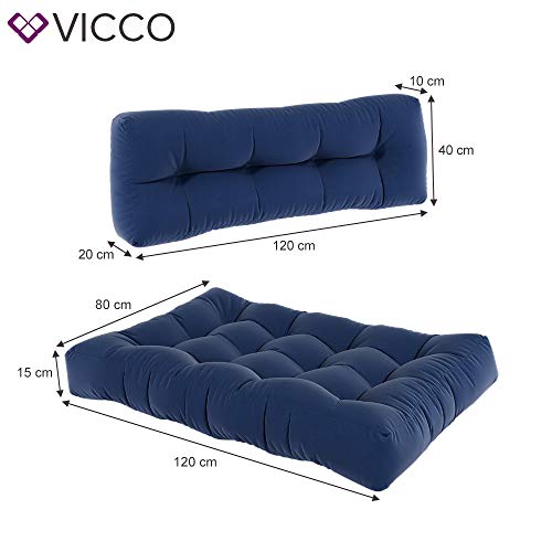 Palettenkissen Palettensofa Palettenpolster Kissen Polster Lehne Sitz+Rückenkissen Blau - 2