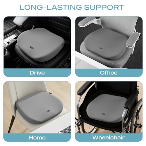 Image of Skechers Seat Cushion Premium Gel & Memory Foam-Office Chair Cushion for Tailbone Pain Relief,Butt Pillow for Office Chair,Car seat Cushion,Long Sitting Office Workers,and Car Drivers,Gray