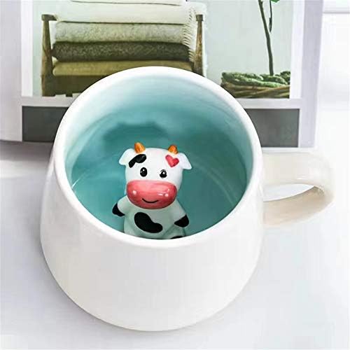 Lemon Park 3D Coffee Mug Animal Inside 12 oz with Baby Cow,Cute Cartoon Handmade Ceramics Cup,Christmas Birthday Surprise for Friends Family or Kids,Best Office Cups Morning Mugs (12 oz Baby Cow)