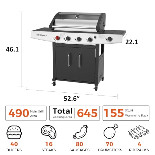 Image of Gas Grill, Outdoor Propane Grill, Gas BBQ Grill Barbecue Grills 5-Burner