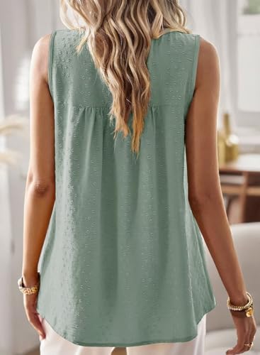 Image of Falechay Womens Summer Tops Boho Shirts Crewneck Sleeveless Tank Tops Flowy Lace Hem Casual Blouses Clothing Trendy 2026