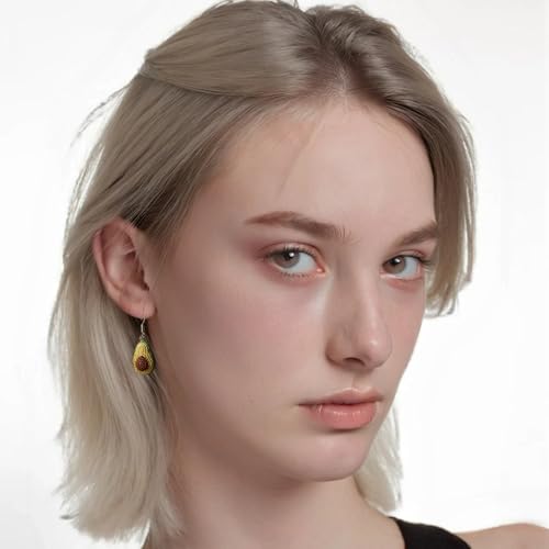 Crochet Avocado Dangle Earrings for Women - Handmade Lightweight Fruit Earrings, Unique Gift for Her3
