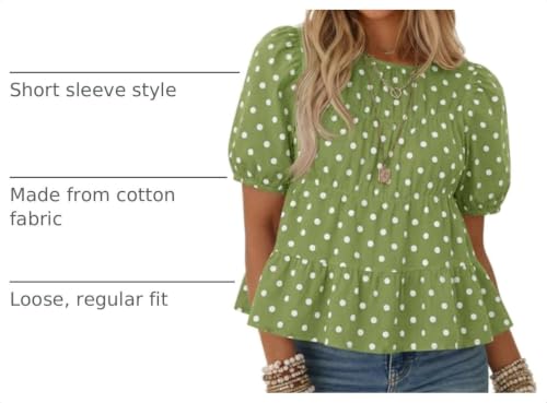 Image of Tankaneo Womens Puff Sleeve Peplum Babydoll Tops Summer T-Shirts Blouse