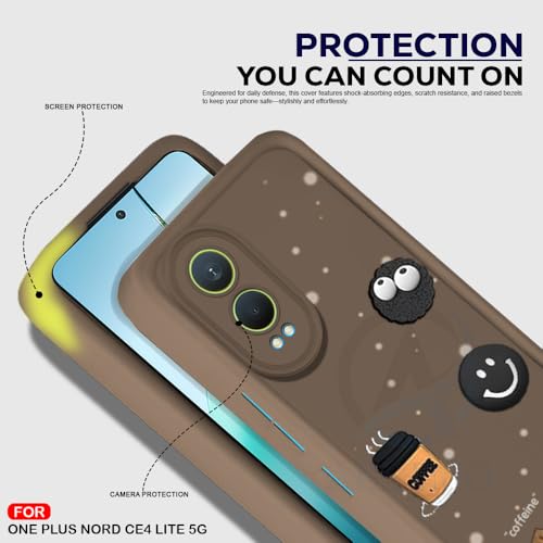 Image of AESTMO Back Case Cover for OnePlus Nord CE 4 Lite 5G Cover | Cute Fun Cartoon 3D Ball | Coffee Silicone Case | Full Body Protection | Camera Protection Back Cover for OnePlus Nord CE 4 Lite 5G (Brown)