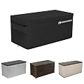 Porch Shield Patio Deck Box Storage Cover - 600D Outdoor Waterproof Tear Resistant Rectangular Fire Pit Table Cover 56 x 26 x 26 inches?Top Zipper, Black?