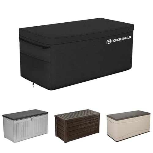 Porch Shield Patio Deck Box Storage Cover - 600D Outdoor Waterproof Tear Resistant Rectangular Fire Pit Table Covers 62 x 29 x 28 inchesTop Zipper Black