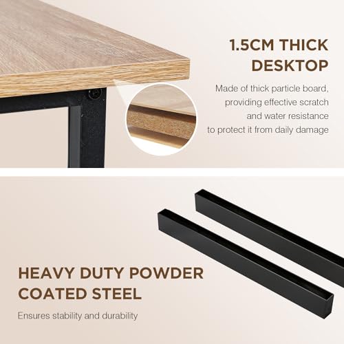 Image of PayLessHere | 47 Inch Computer Desk | Nature | Sturdy Office Desk | Metal Frame, Adjustable Feet | Water-Resistant, Scratchproof Surface | Writing Table for Home Office or Study | Pack of 1