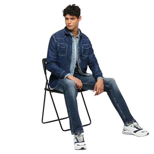 Image of Pepe Jeans Men's Cotton Solid Regular Fit Shirt